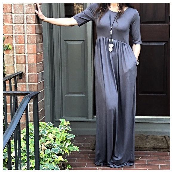 ✨LAST ONE ✨Grey long side pocket maxi dress - Picture 5 of 8